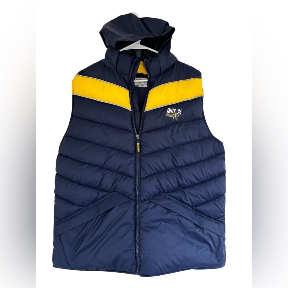 NBA All Star 2024‎ Indianapolis Puffer Vest Blue/Yellow Size Large
